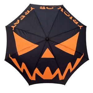 Skull Handle Halloween Jackolantern Rain or Shade Umbrella with Pouch NWT